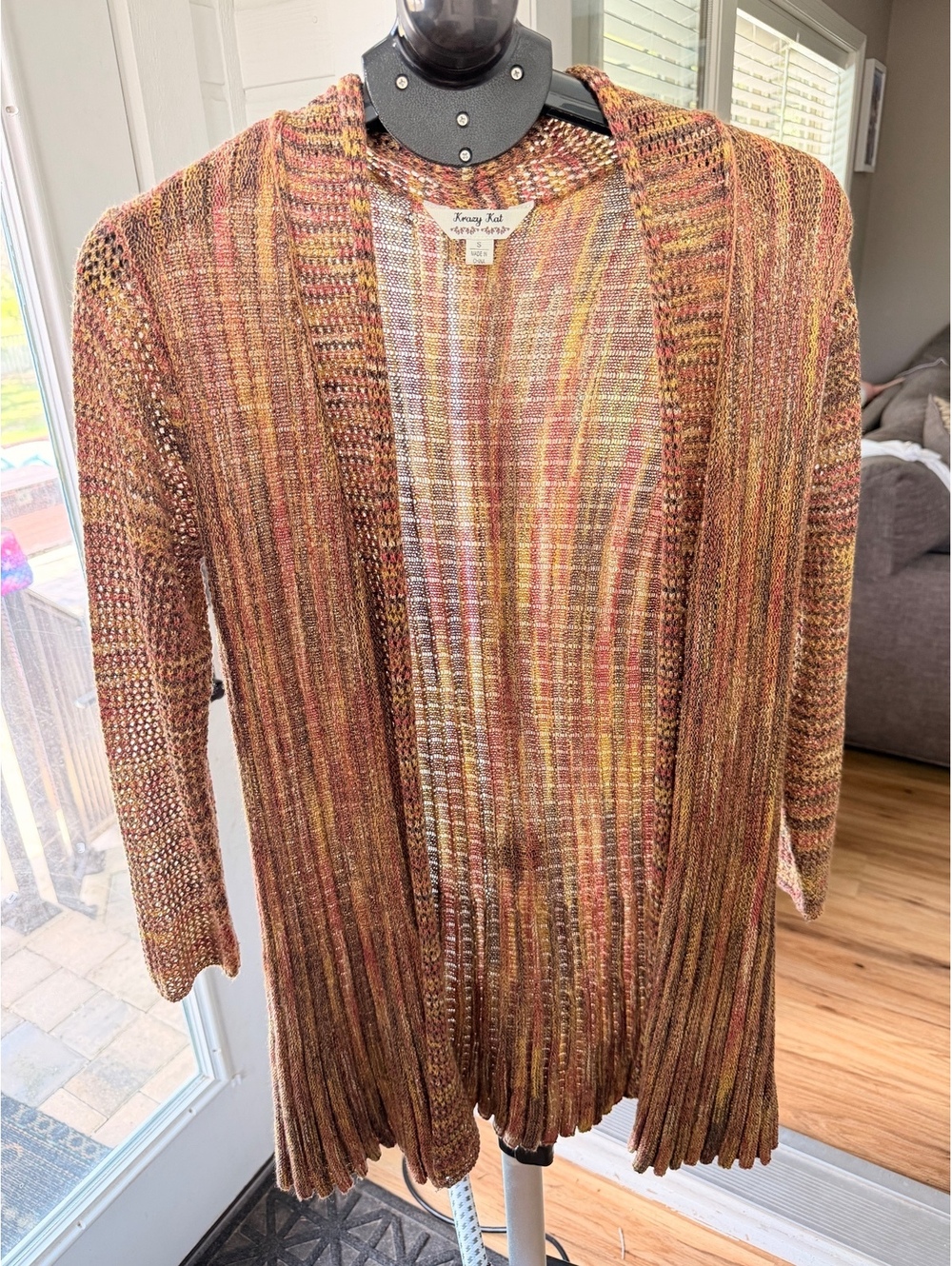 Krazy Kat Women's Cardigan Sweater Small Multi-Color Open We